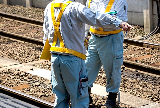 鉄道工事における保安要員